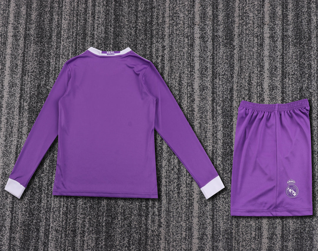 Real Madrid 16/17 Children's Away Retro Set - Long Sleeve