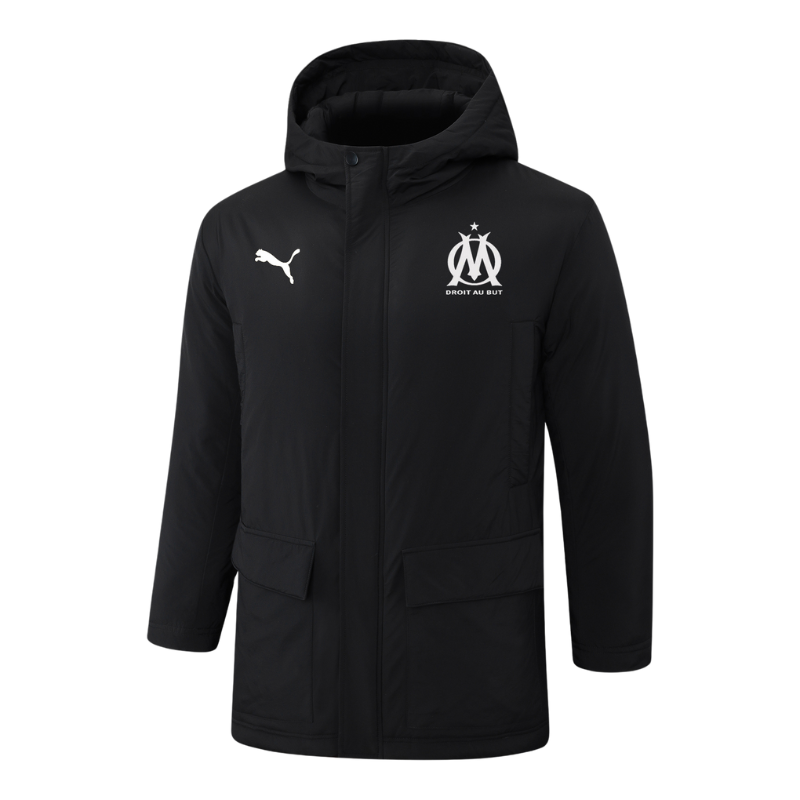 Olympique Marseille Black Hooded Winter Jacket