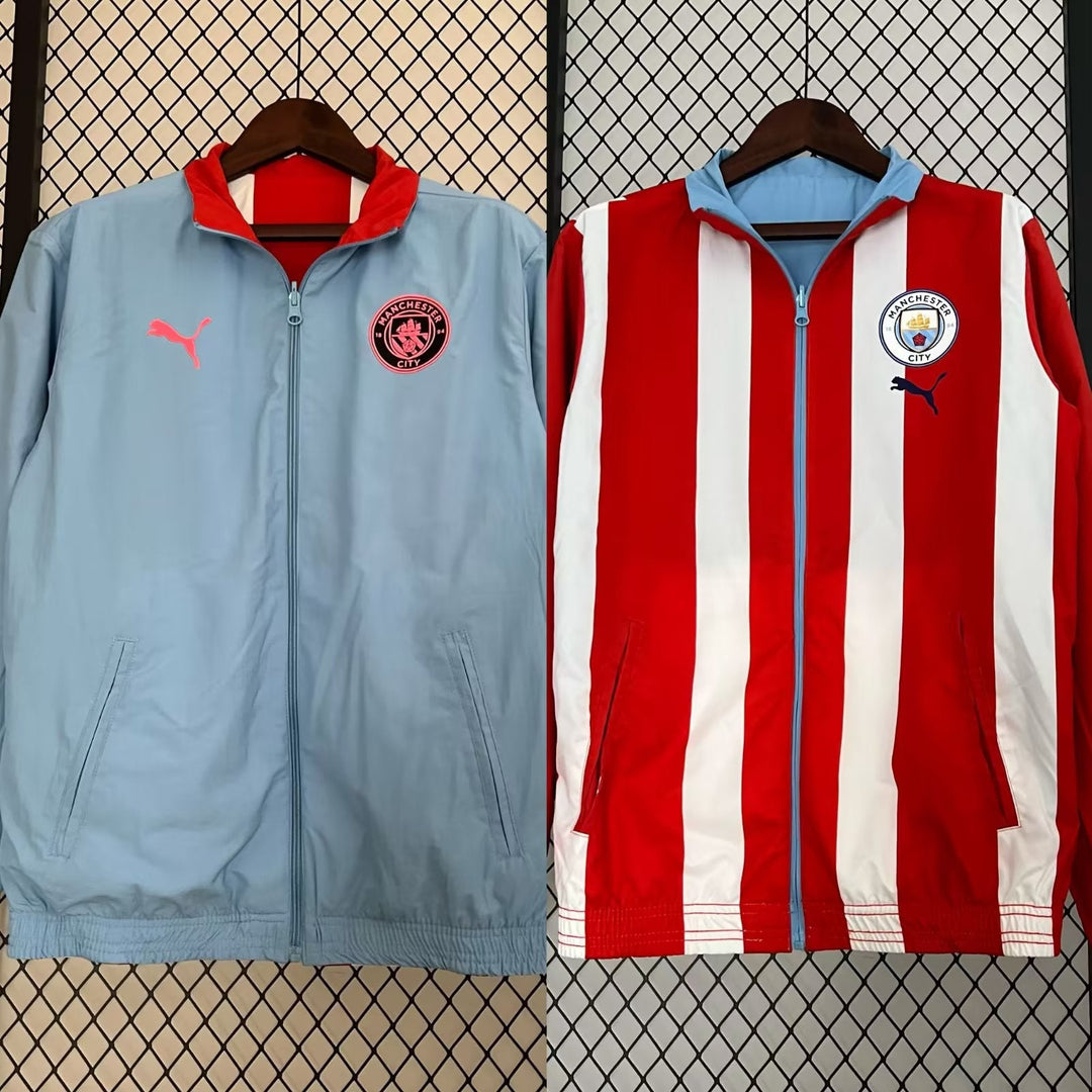 Manchester City Reversible Windbreaker Jacket - Red/Light Blue