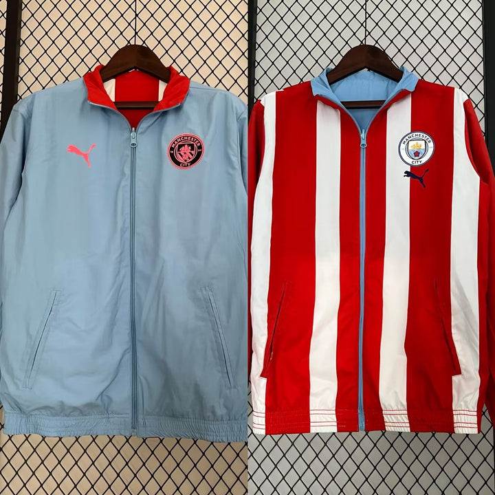 Manchester City Reversible Windbreaker Jacket - Red/Light Blue
