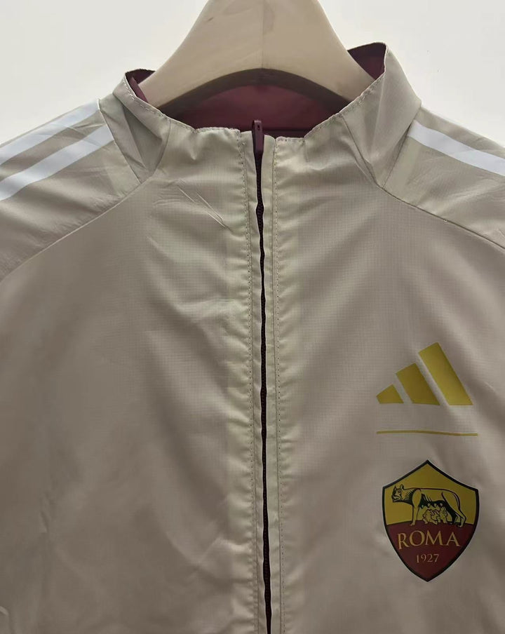 Roma Windbreaker Jacket - Burgundy/Beige