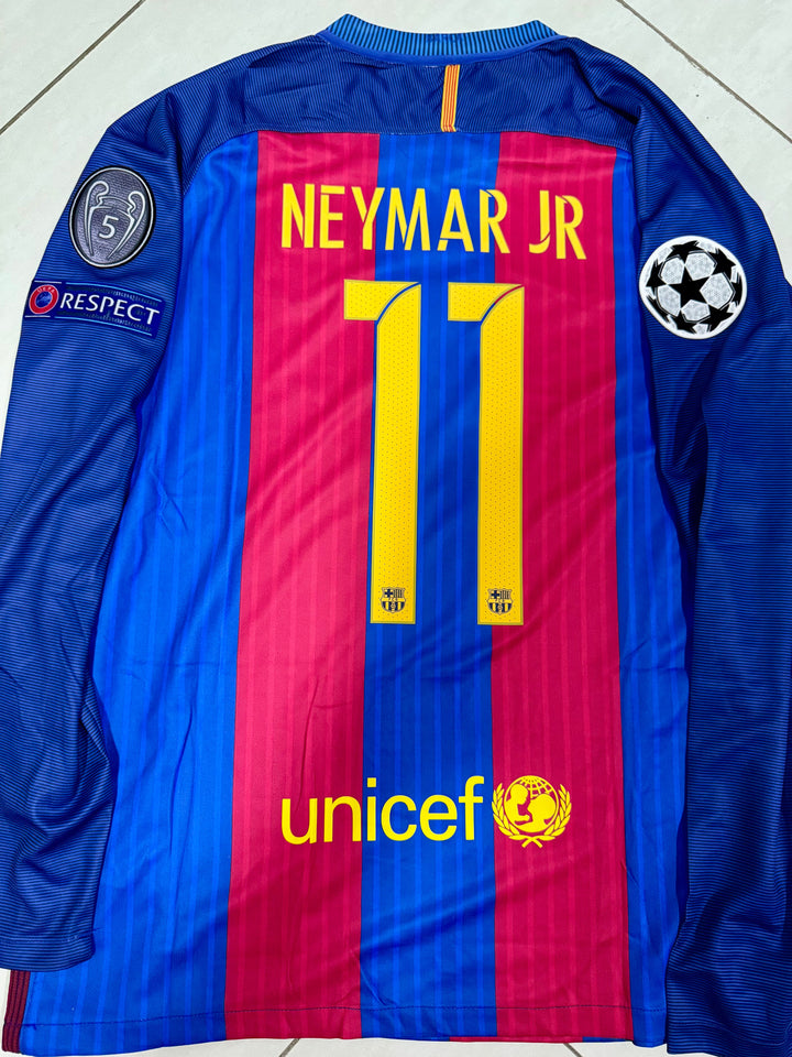 Barcelona 2016/17 Home Retro Shirt (+Patches) - Long Sleeve