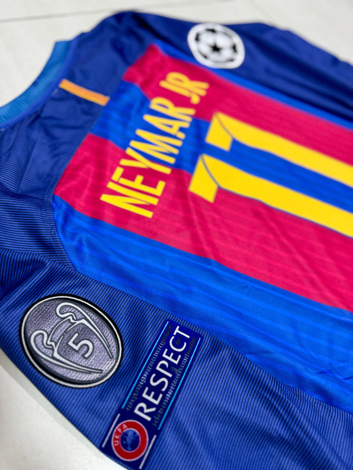 Barcelona 2016/17 Home Retro Shirt (+Patches) - Long Sleeve