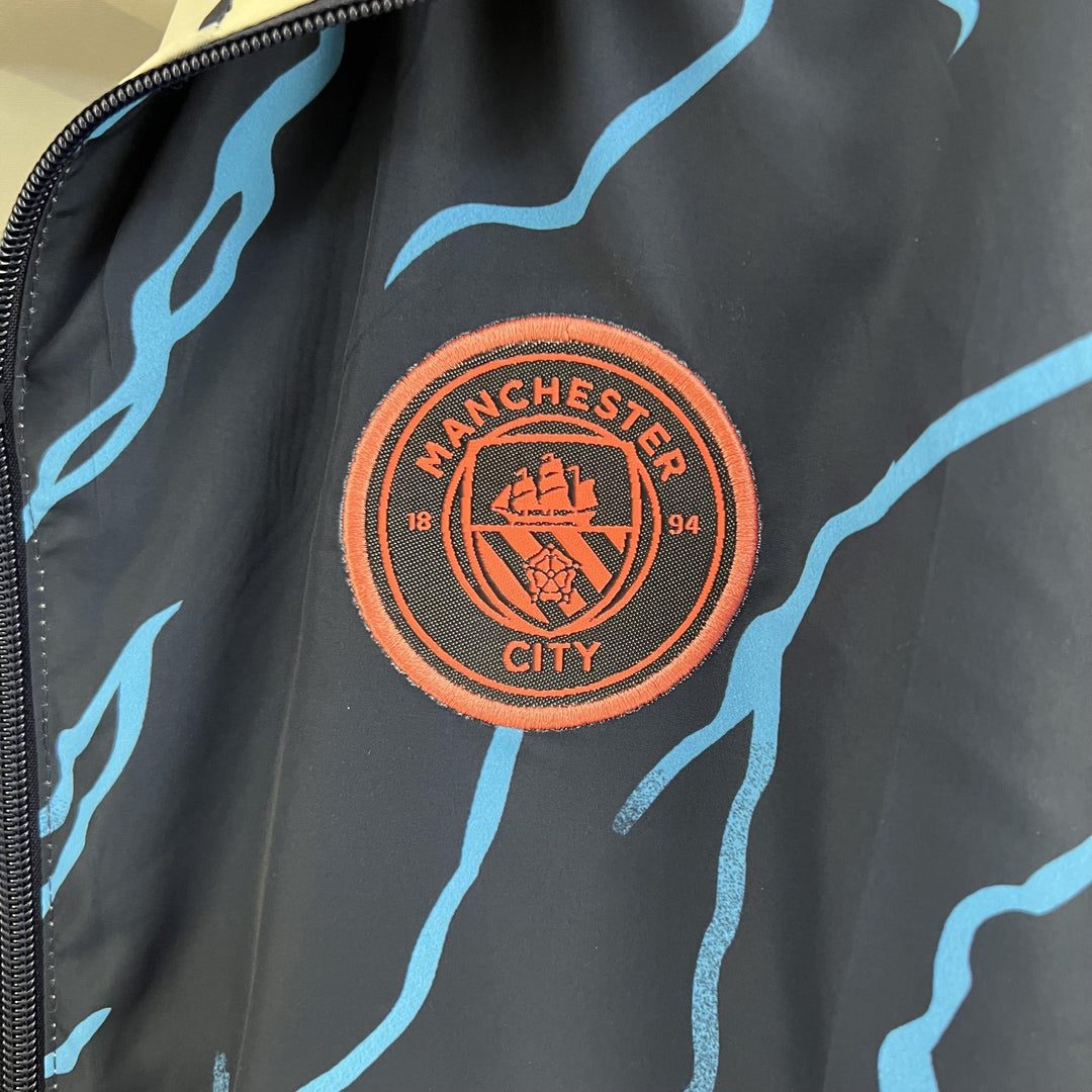 Manchester City Reversible Windbreaker Jacket - Navy Blue/Green
