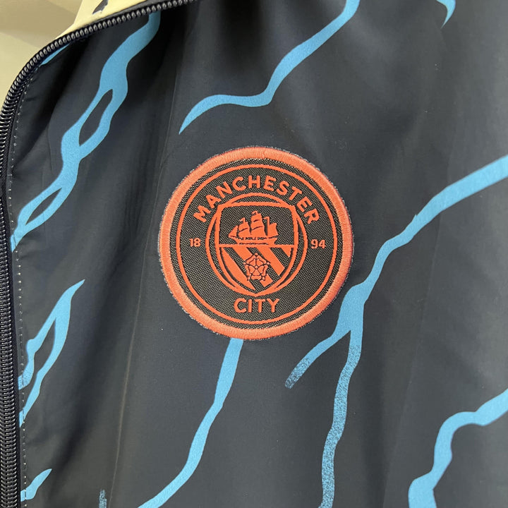 Manchester City Reversible Windbreaker Jacket - Navy Blue/Green