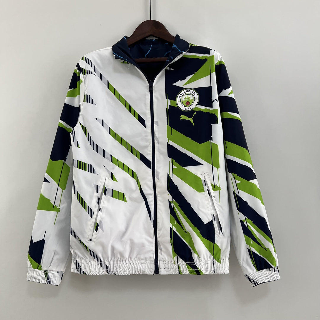 Manchester City Reversible Windbreaker Jacket - Navy Blue/Green