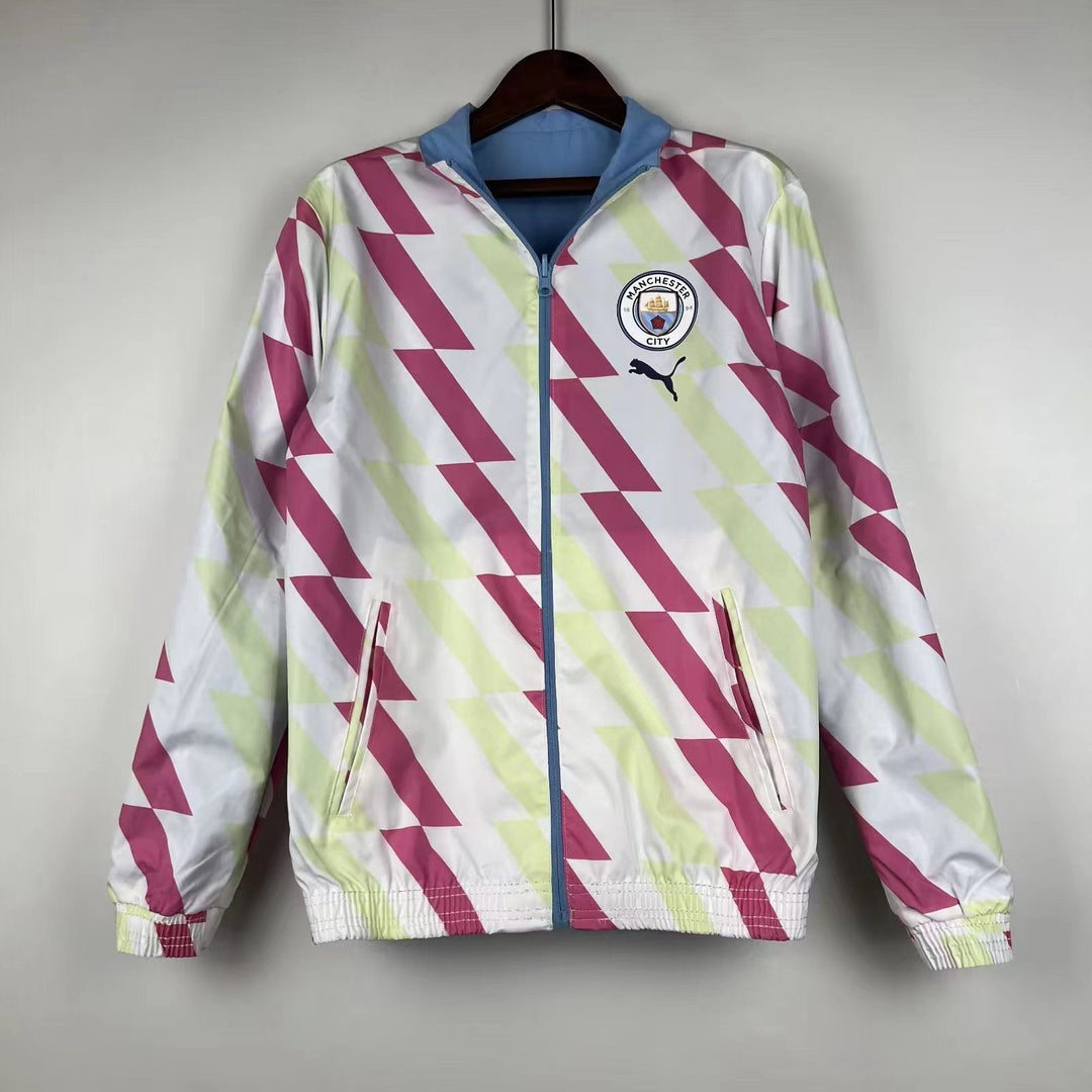 Manchester City Reversible Windbreaker Jacket - White/Light Blue