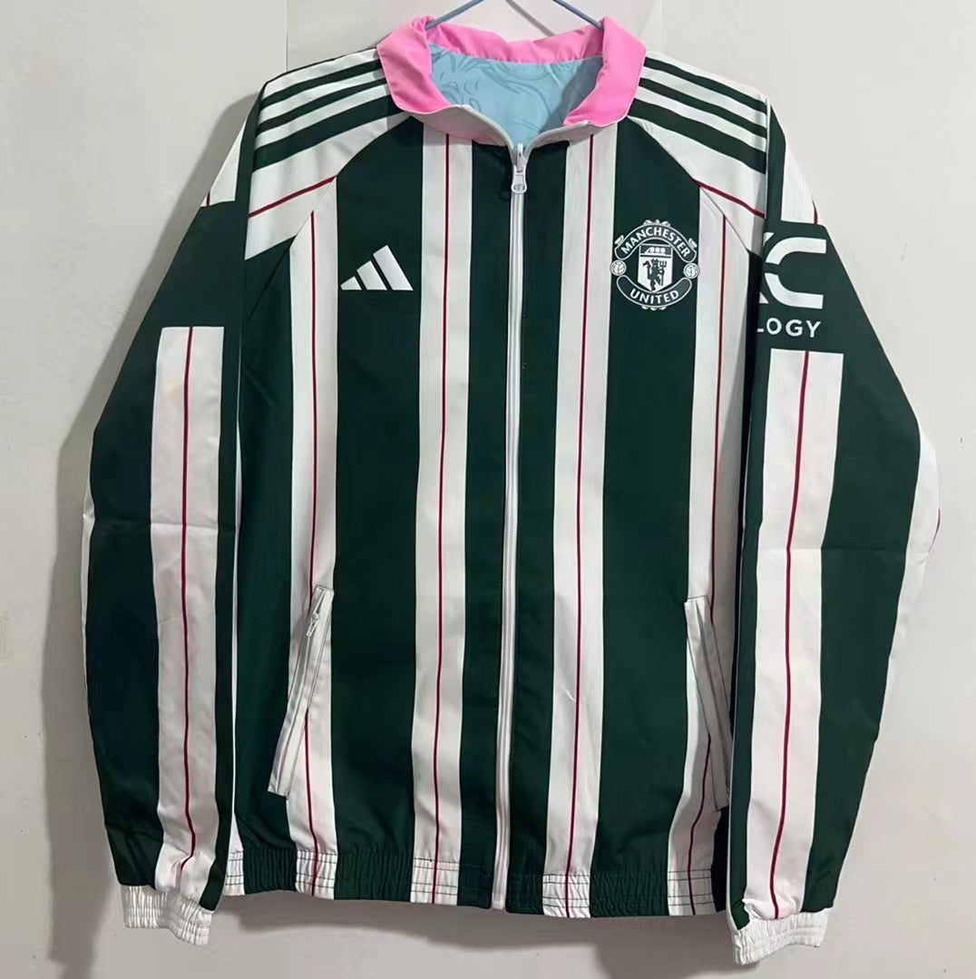 Manchester United Reversible Windbreaker Jacket - Green/Pink