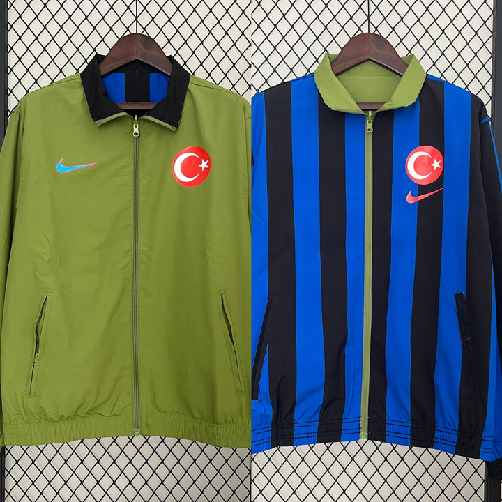 Turkey Reversible Windbreaker Jacket - Moss Green/Blue