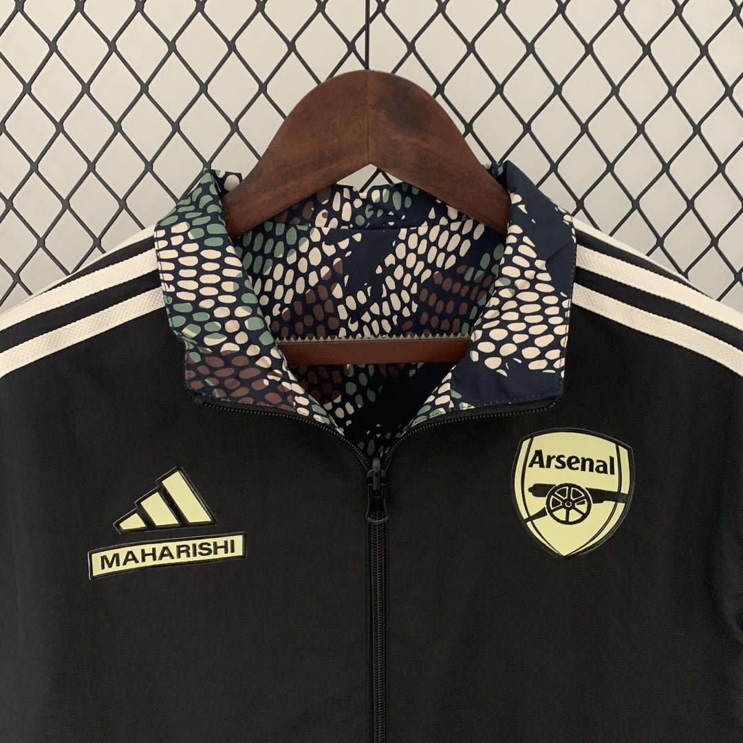 Arsenal Reversible Windbreaker Jacket - Black/Brown