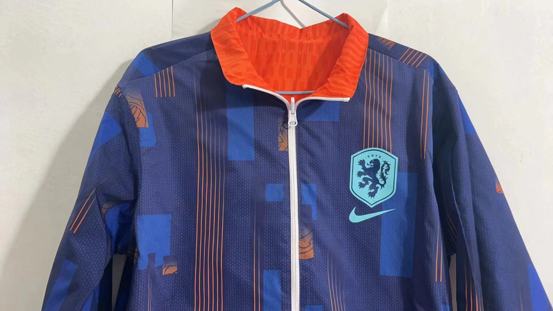 Netherlands 2024/25 Reversible Windbreaker Jacket - Orange/Navy Blue