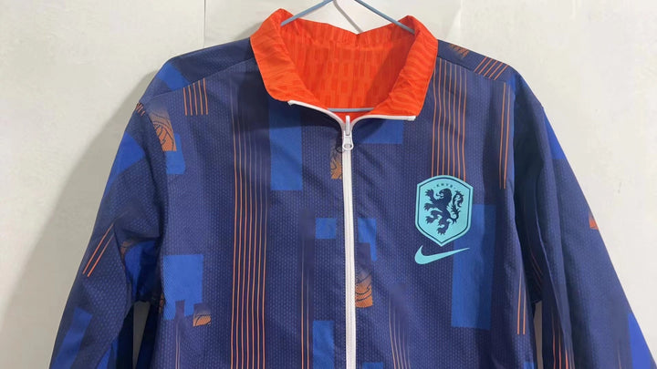 Netherlands 2024/25 Reversible Windbreaker Jacket - Orange/Navy Blue