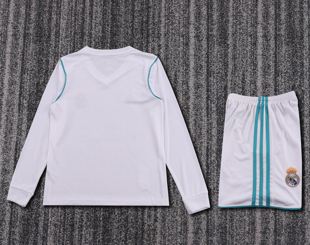 Real Madrid 17/18 Children's Home Retro Set - Long Sleeve