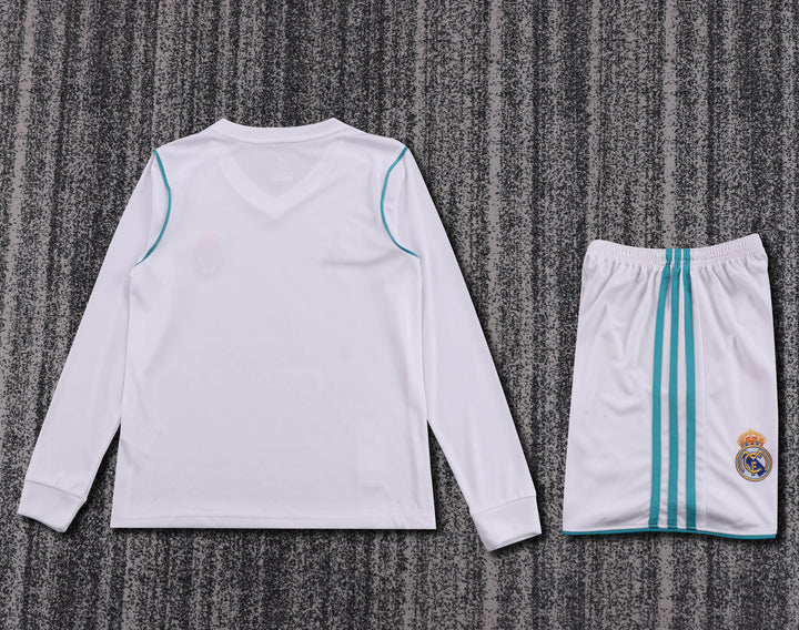 Real Madrid 17/18 Children's Home Retro Set - Long Sleeve