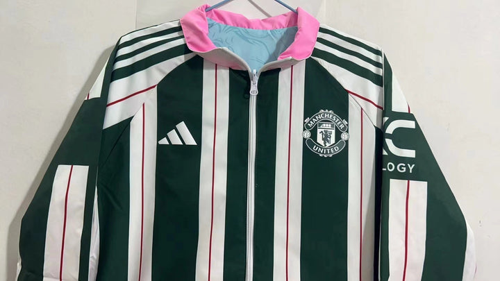 Manchester United Reversible Windbreaker Jacket - Green/Pink