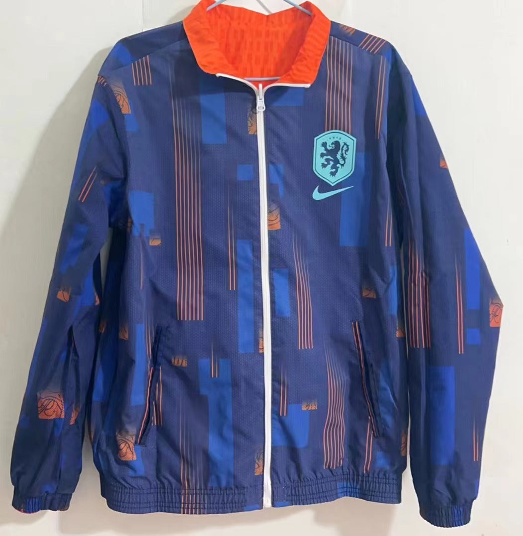 Netherlands 2024/25 Reversible Windbreaker Jacket - Orange/Navy Blue