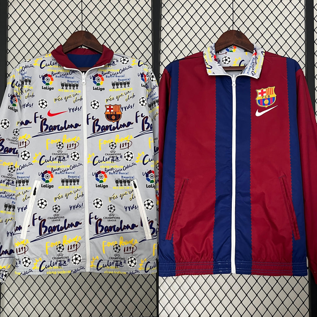Barcelona Reversible Windbreaker Jacket - Red/White