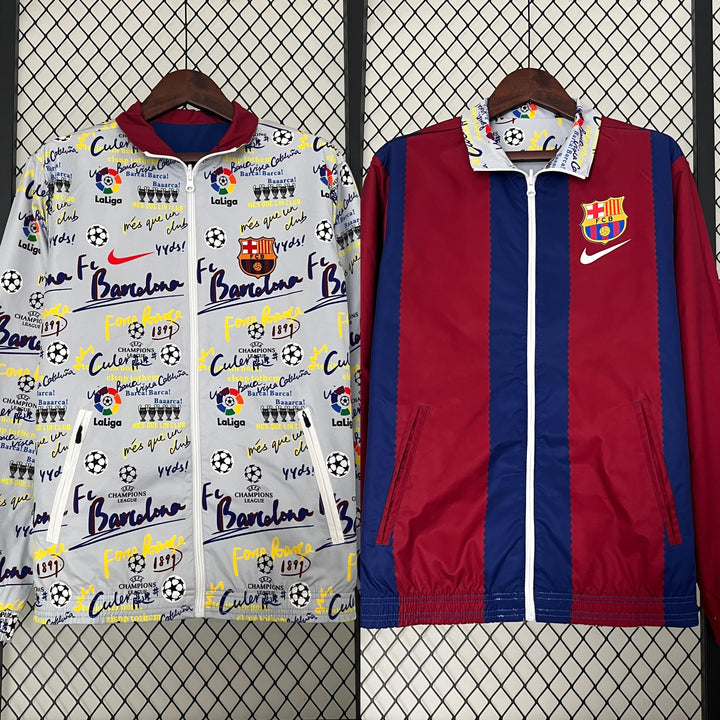 Barcelona Reversible Windbreaker Jacket - Red/White