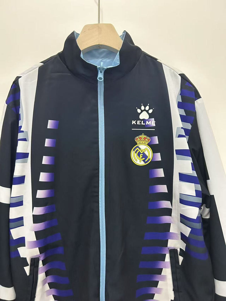 Real Madrid 1997/98 Reversible Windbreaker Jacket - Black/Light Blue