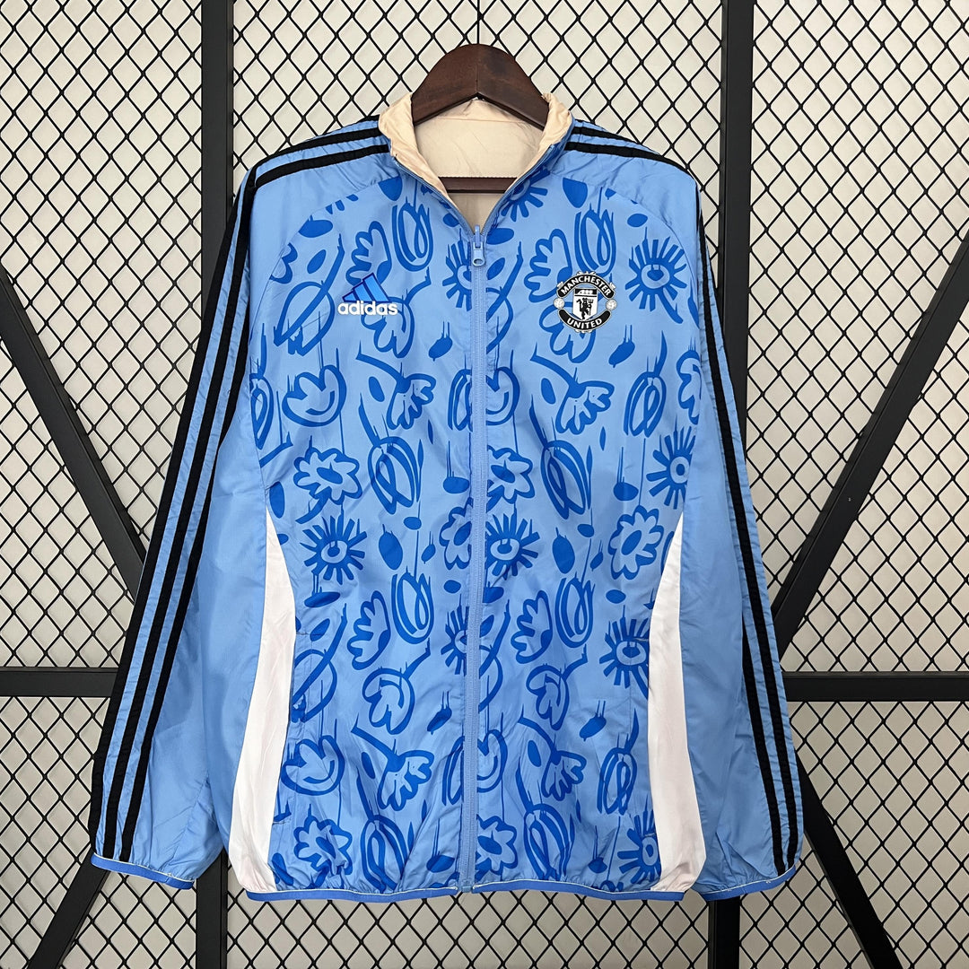Manchester United Reversible Windbreaker Jacket - Light Blue/Beige