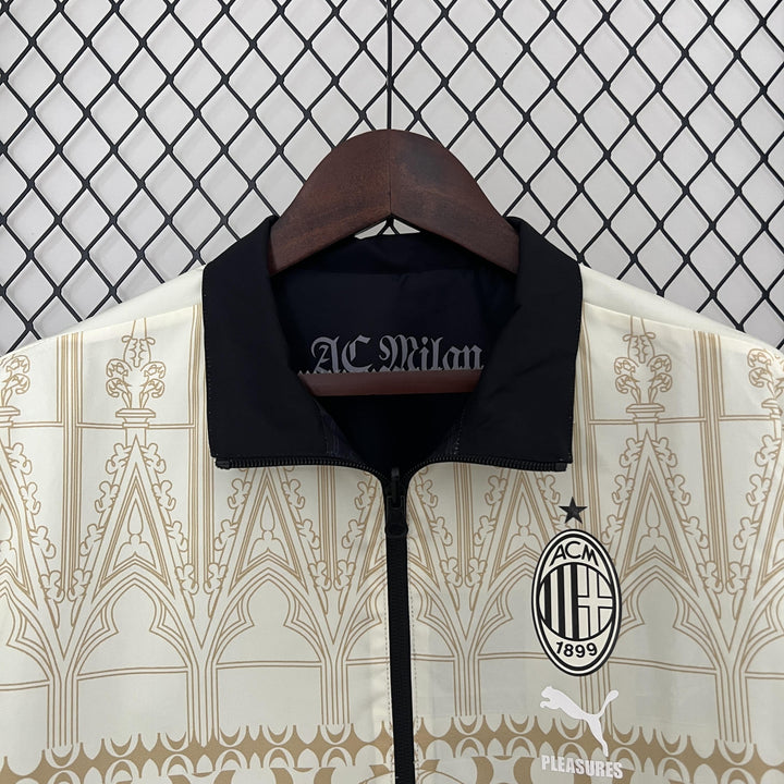 AC Milan Reversible Windbreaker Jacket - Black/Off-White
