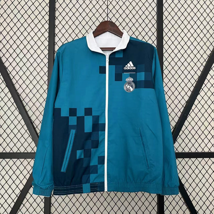 Real Madrid Reversible Windbreaker Jacket - White/Turquoise