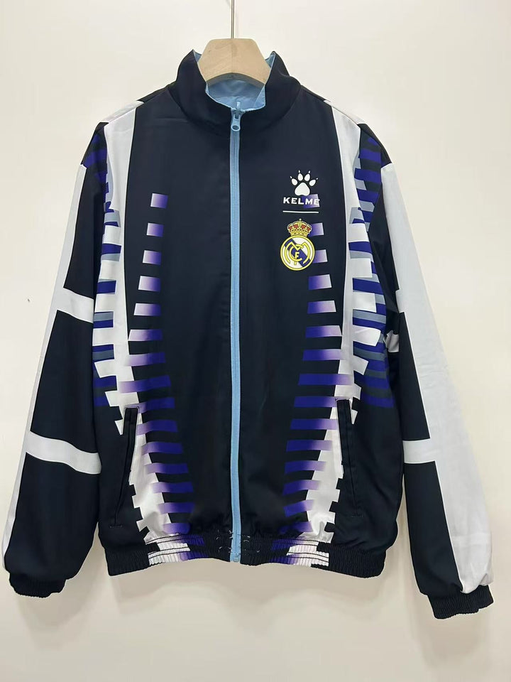 Real Madrid 1997/98 Reversible Windbreaker Jacket - Black/Light Blue