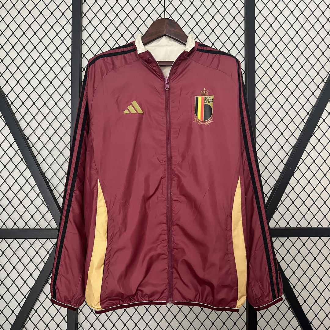 Belgium Reversible Windbreaker Jacket - Burgundy/Off-White
