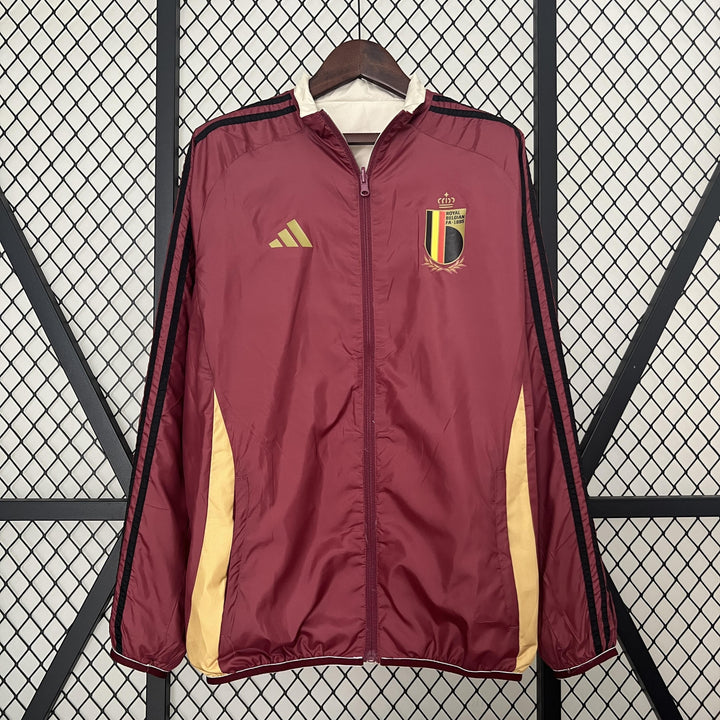 Belgium Reversible Windbreaker Jacket - Burgundy/Off-White