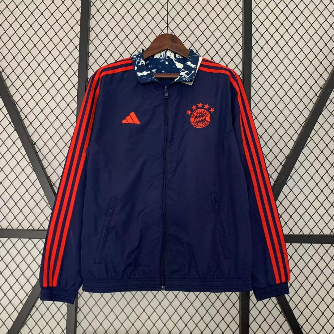 Bayern Munich Reversible Windbreaker Jacket - Navy Blue/Off-White