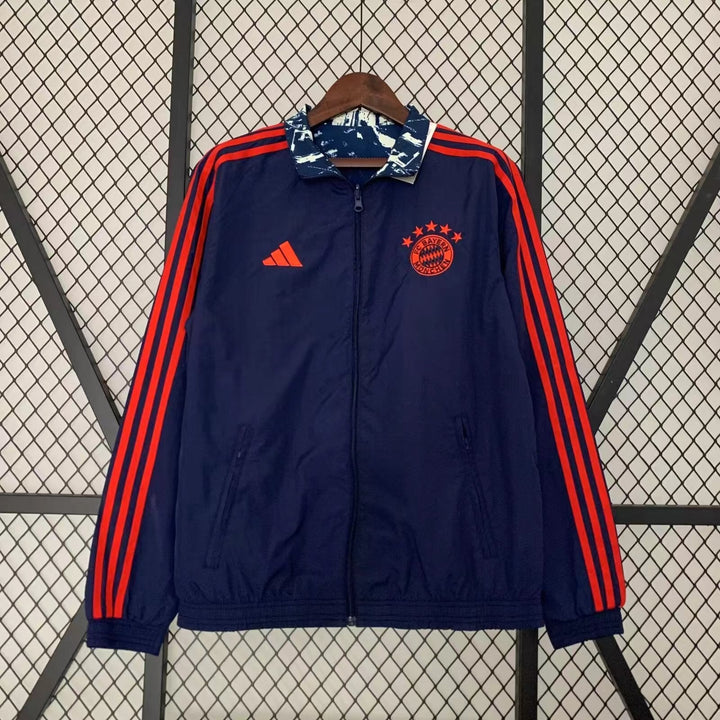 Bayern Munich Reversible Windbreaker Jacket - Navy Blue/Off-White