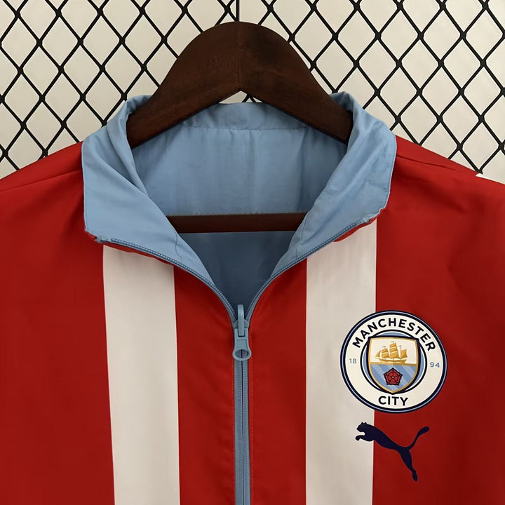 Manchester City Reversible Windbreaker Jacket - Red/Light Blue