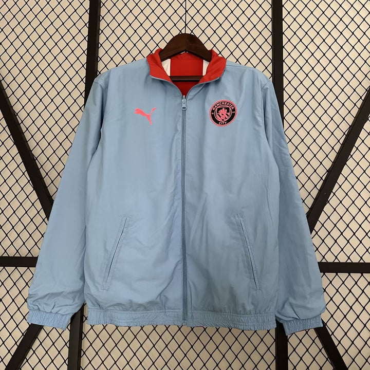 Manchester City Reversible Windbreaker Jacket - Red/Light Blue