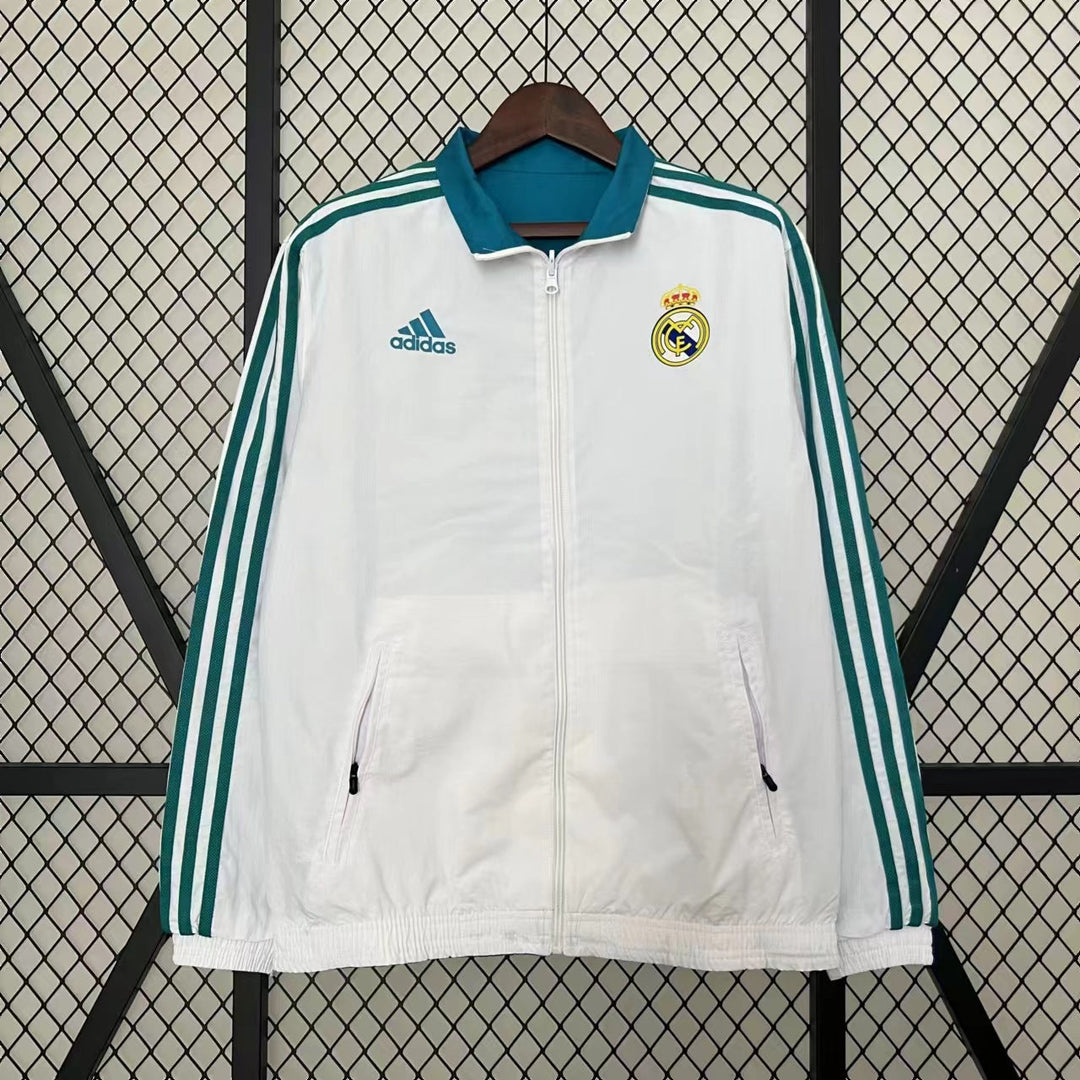 Real Madrid Reversible Windbreaker Jacket - White/Turquoise