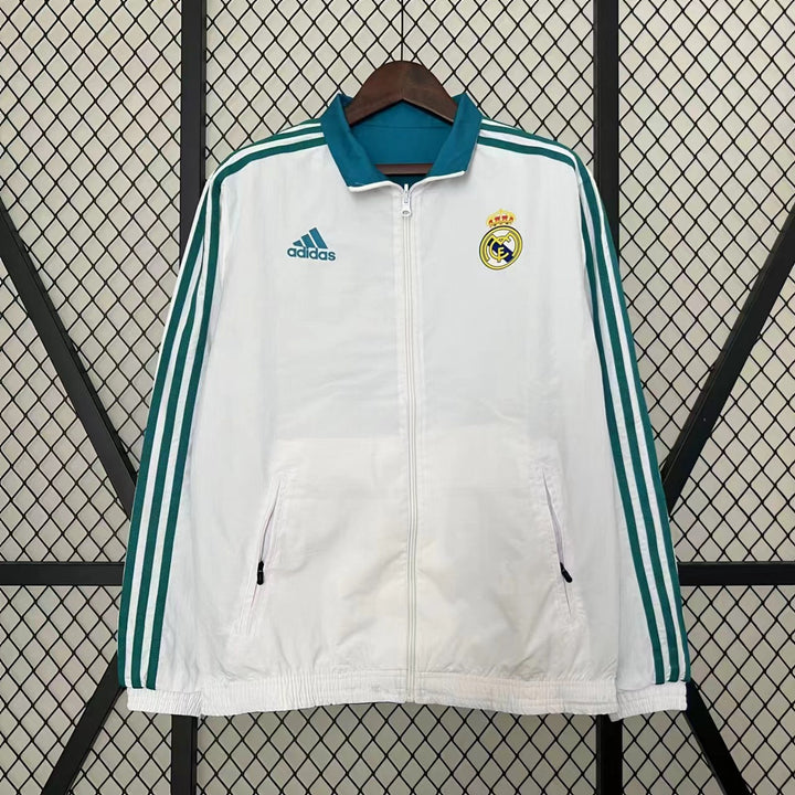 Real Madrid Reversible Windbreaker Jacket - White/Turquoise