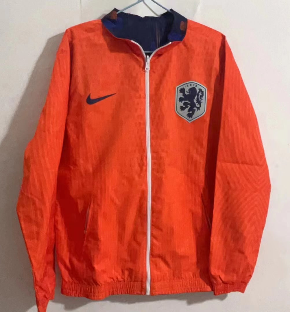 Netherlands 2024/25 Reversible Windbreaker Jacket - Orange/Navy Blue