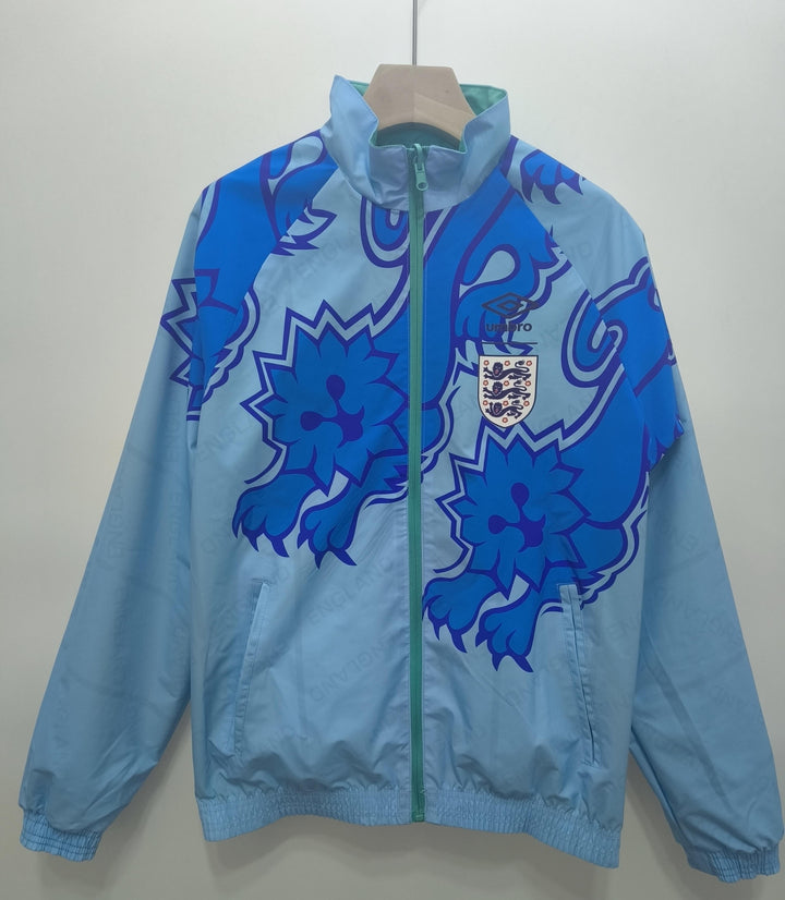 England 1992 Reversible Windbreaker Jacket - Cyan/Light Blue