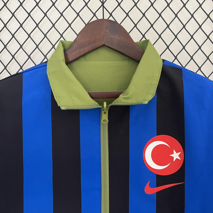 Turkey Reversible Windbreaker Jacket - Moss Green/Blue