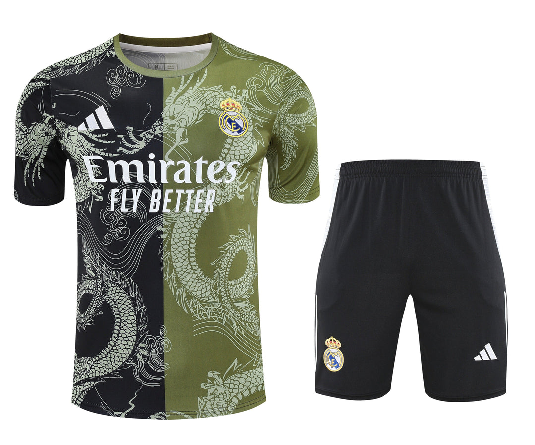 Real Madrid 2025/26 Training Kit - Black/Moss Green