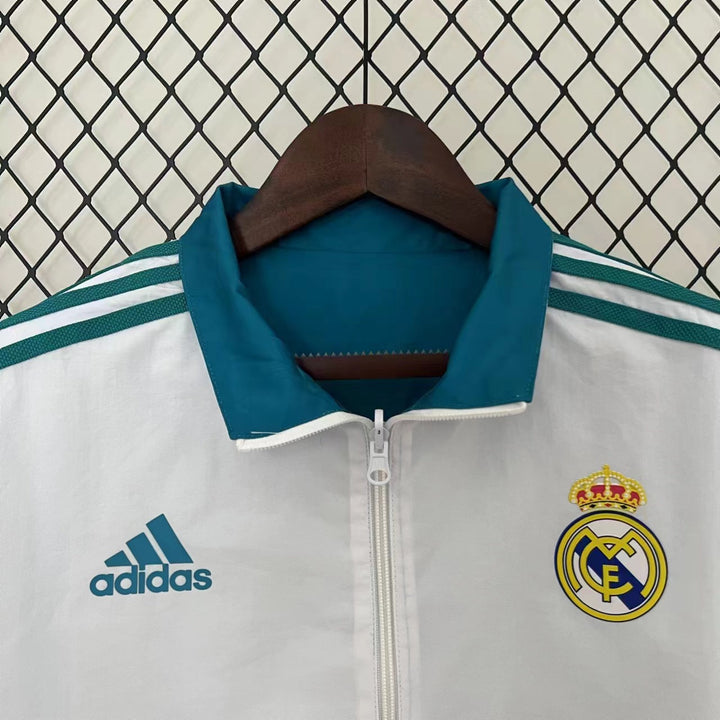 Real Madrid Reversible Windbreaker Jacket - White/Turquoise
