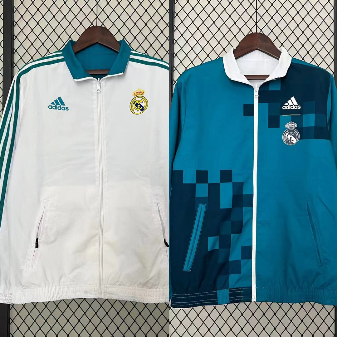 Real Madrid Reversible Windbreaker Jacket - White/Turquoise