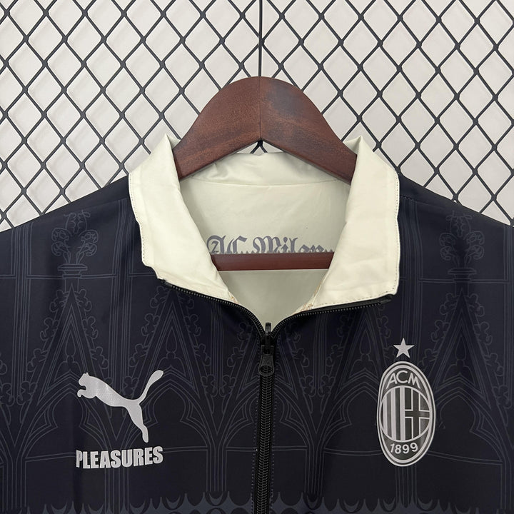 AC Milan Reversible Windbreaker Jacket - Black/Off-White
