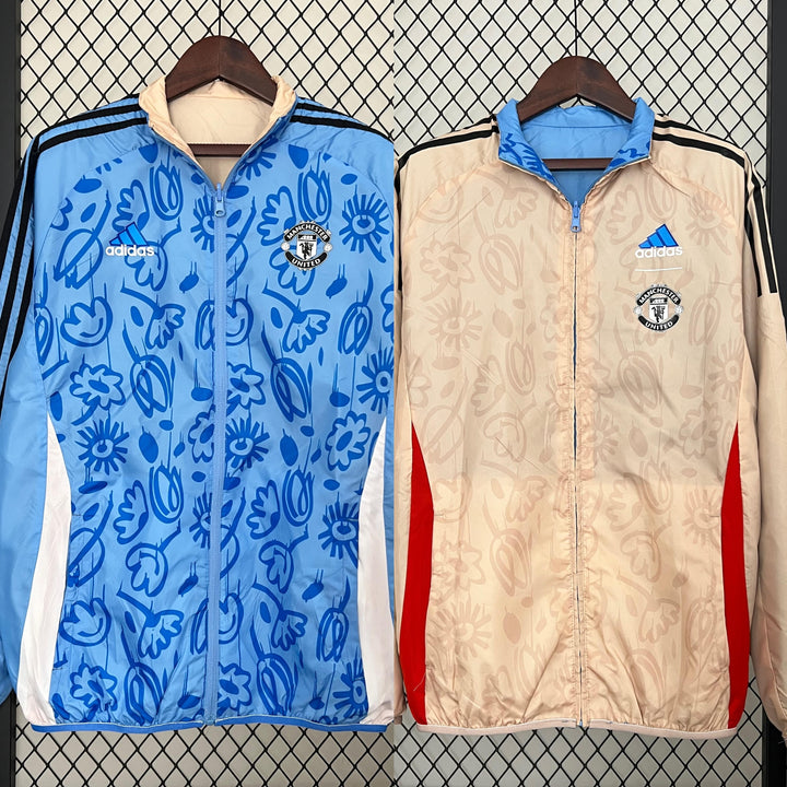 Manchester United Reversible Windbreaker Jacket - Light Blue/Beige