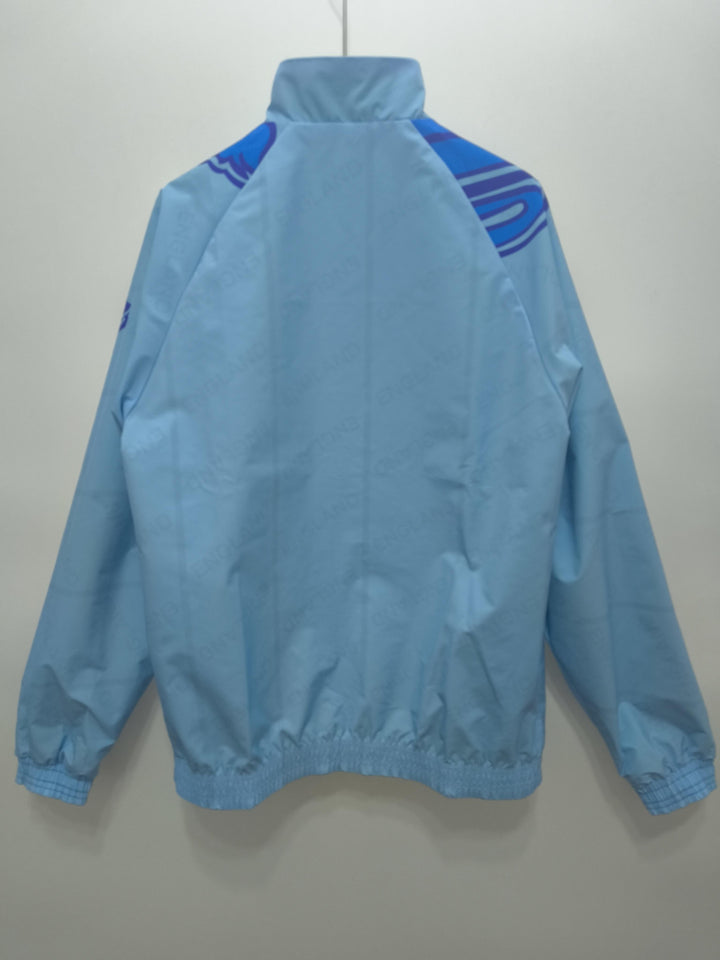England 1992 Reversible Windbreaker Jacket - Cyan/Light Blue