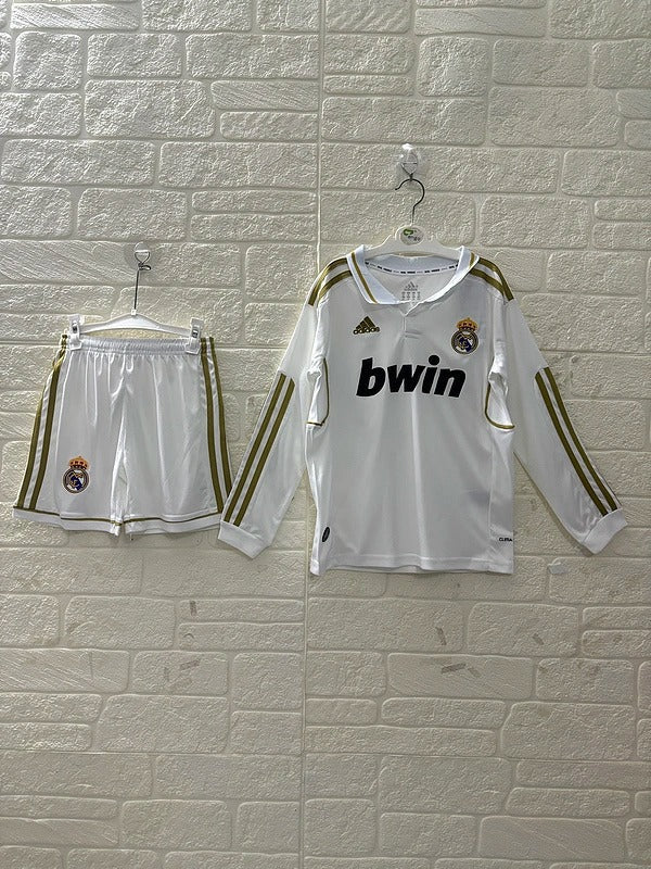 Real Madrid 11/12 Children's Home Retro Set - Long Sleeve