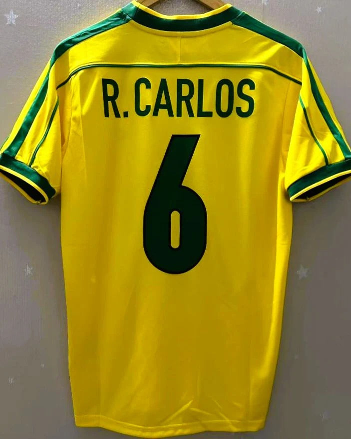 Brazil 98/99 Home Retro Shirt - R. CARLOS #6