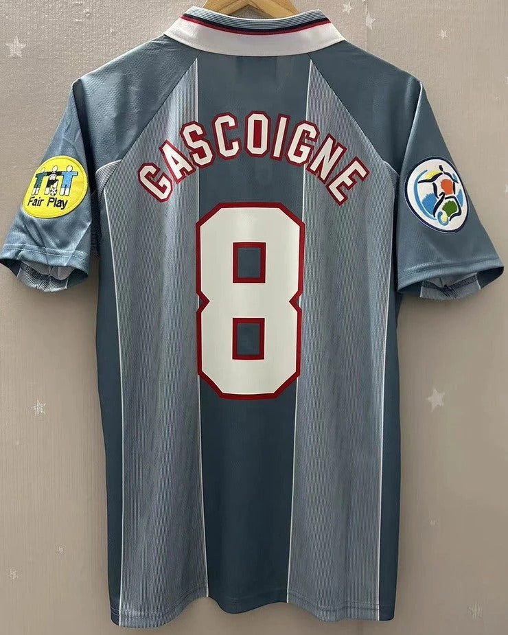 England 96/97 Away Retro Shirt - GASCOIGNE #8 (+Patches)