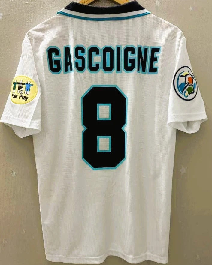 England 96/97 Home Retro Shirt - GASCOIGNE #8 (+Patches)