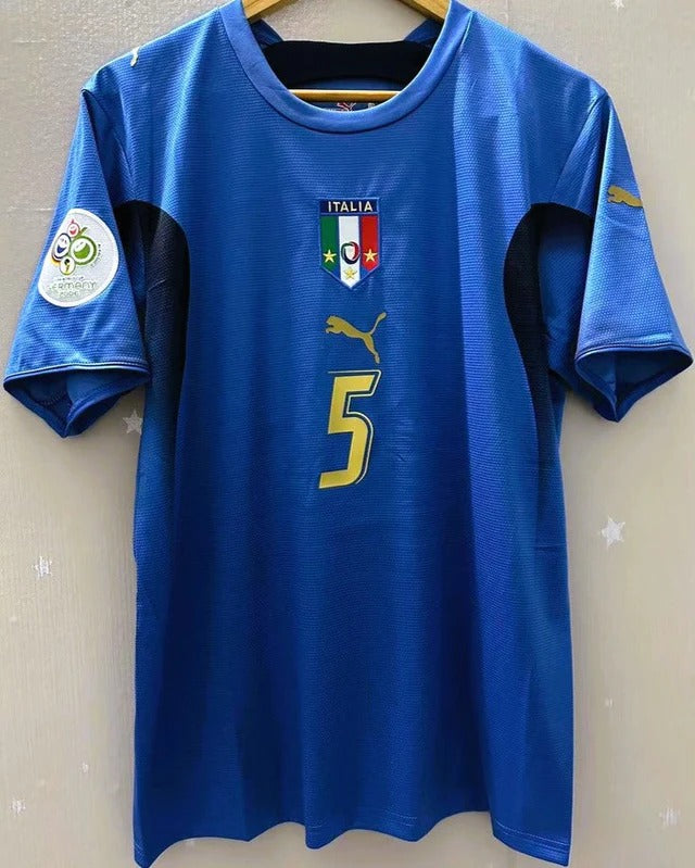 Italy 06/07 Home Retro Shirt - CANNAVARO #5 (+Patches)