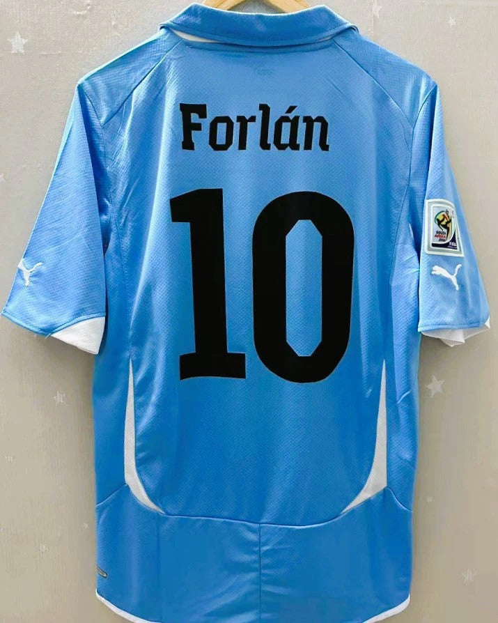 Uruguay 10/11 Home Retro Shirt - FORLAN #10 (+Patches)